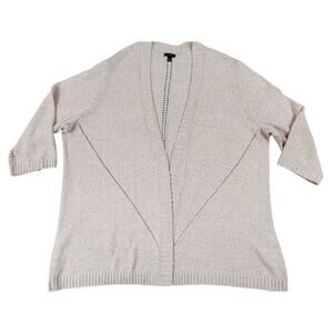 Talbots pink open front cardigan sz 3Xp 3/4 sleeve heavy knitted linen blend